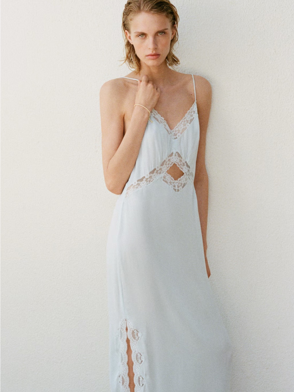 H&M Pale Blue Lace-Trim Slip